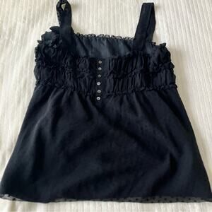 Y2K Juicy Couture Delicate Black Lace Whimsigoth Silk Top